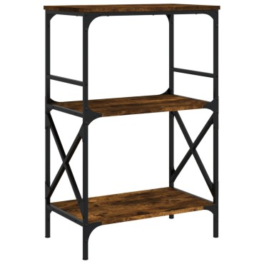 vidaXL Βιβλιοθήκη 3 Επιπέδων Καπνιστή Δρυς 59x35x90,5cm Επεξεργ. Ξύλο 1 τεμ.