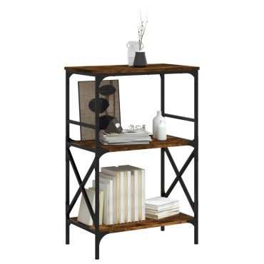 vidaXL Βιβλιοθήκη 3 Επιπέδων Καπνιστή Δρυς 59x35x90,5cm Επεξεργ. Ξύλο 1 τεμ.