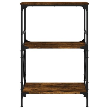 vidaXL Βιβλιοθήκη 3 Επιπέδων Καπνιστή Δρυς 59x35x90,5cm Επεξεργ. Ξύλο 1 τεμ.