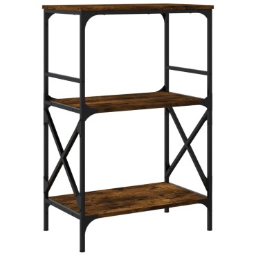 vidaXL Βιβλιοθήκη 3 Επιπέδων Καπνιστή Δρυς 59x35x90,5cm Επεξεργ. Ξύλο 1 τεμ.