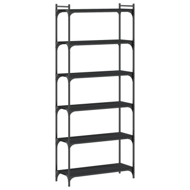 vidaXL Βιβλιοθήκη 6 Επιπέδων Μαύρη 80x30x188cm από Επεξεργ. Ξύλο 1 τεμ.