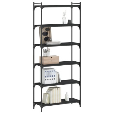 vidaXL Βιβλιοθήκη 6 Επιπέδων Μαύρη 80x30x188cm από Επεξεργ. Ξύλο 1 τεμ.