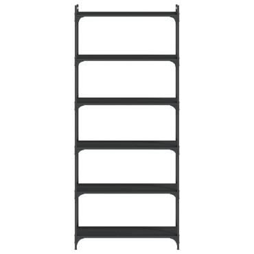 vidaXL Βιβλιοθήκη 6 Επιπέδων Μαύρη 80x30x188cm από Επεξεργ. Ξύλο 1 τεμ.