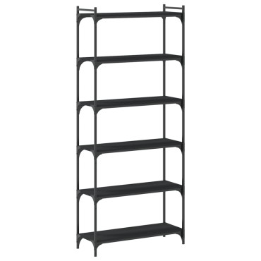 vidaXL Βιβλιοθήκη 6 Επιπέδων Μαύρη 80x30x188cm από Επεξεργ. Ξύλο 1 τεμ.