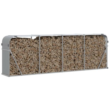 vidaXL Ξυλοθήκη Αν. Γκρι 300x45x100 εκ. από Γαλβανισμένο Ατσάλι