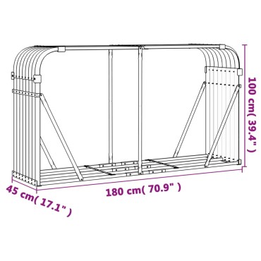 vidaXL Ξυλοθήκη Ασημί 180x45x100 εκ. από Γαλβανισμένο Ατσάλι