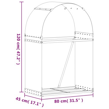 vidaXL Ξυλοθήκη Ασημί 80x45x120 εκ. από Γαλβανισμένο Ατσάλι