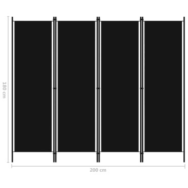 vidaXL Διαχωριστικό Δωματίου με 4 Πάνελ Μαύρο 200x180cm 1 τεμ.