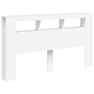 vidaXL Κεφαλάρι Κρεβατιού με LED Λευκό 180x18,5x103,5cm Επεξεργ. Ξύλο 1 τεμ.