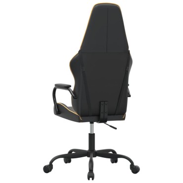 vidaXL Καρέκλα Gaming Μασάζ Χρυσό/Μαύρο από Συνθετικό Δέρμα 54x61,5x(118,5-128)cm 1 τεμ.