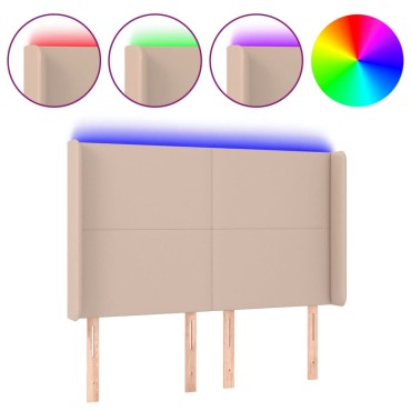 vidaXL Κεφαλάρι Κρεβατιού LED Καπουτσίνο 147x16x118/128 εκ 1 τεμ.
