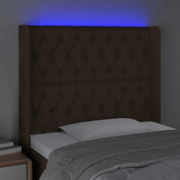 vidaXL Κεφαλάρι Κρεβατιού LED Σκούρο Καφέ 103x16x118/128cm Υφασμάτινο 1 τεμ.