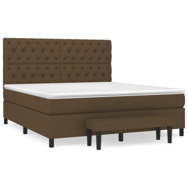 vidaXL Κρεβάτι Boxspring με Στρώμα Σκούρο Καφέ 160x200 εκ Υφασμάτινο