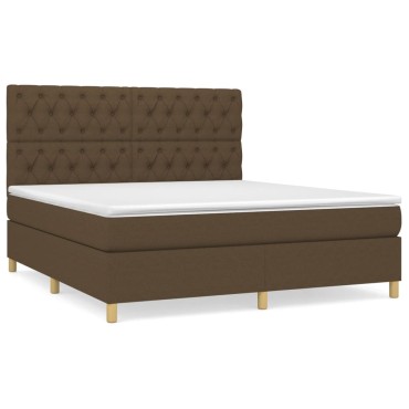 vidaXL Κρεβάτι Boxspring με Στρώμα Σκούρο Καφέ 160x200 εκ Υφασμάτινο