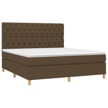 vidaXL Κρεβάτι Boxspring με Στρώμα Σκούρο Καφέ 160x200 εκ Υφασμάτινο