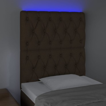 vidaXL Κεφαλάρι Κρεβατιού LED Σκούρο Καφέ 80x7x118/128cm Υφασμάτινο 1 τεμ.