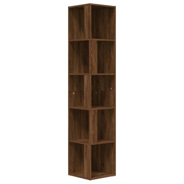 vidaXL Γωνιακό Έπιπλο Καφέ δρυς 33x33x164,5cm από Επεξεργ. Ξύλο