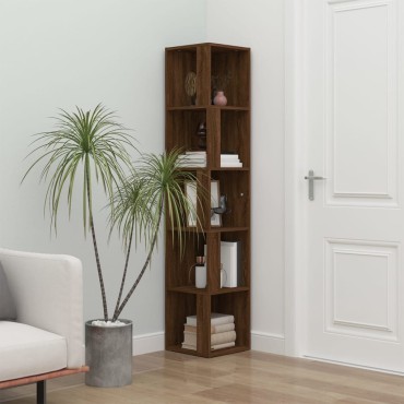 vidaXL Γωνιακό Έπιπλο Καφέ δρυς 33x33x164,5cm από Επεξεργ. Ξύλο