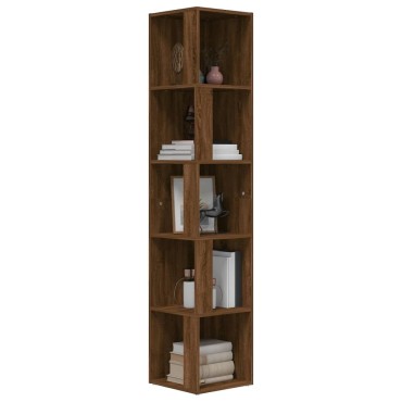 vidaXL Γωνιακό Έπιπλο Καφέ δρυς 33x33x164,5cm από Επεξεργ. Ξύλο