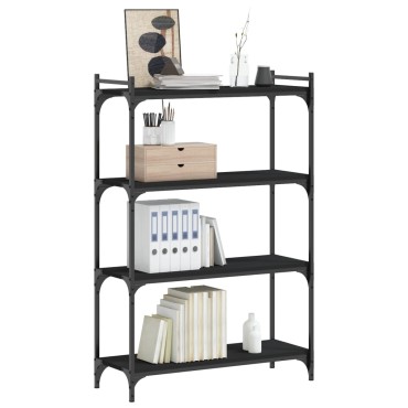 vidaXL Βιβλιοθήκη 4 Επιπέδων Μαύρη 80x30x120cm Επεξεργασμένο Ξύλο 1 τεμ.
