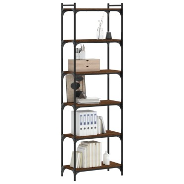 vidaXL Βιβλιοθήκη 6 Επιπέδων Καφέ Δρυς 60x30x188cm Επεξεργ. Ξύλο 1 τεμ.