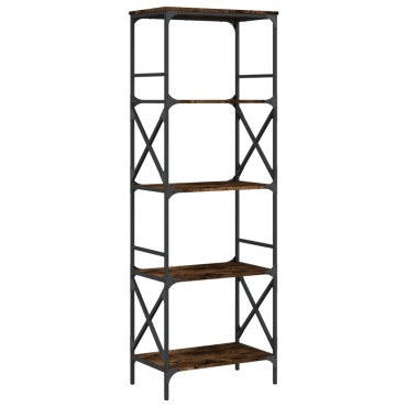 vidaXL Βιβλιοθήκη 5 Επιπέδων Καπνιστή Δρυς 59x35x171cm Επεξεργ. Ξύλο 1 τεμ.