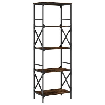 vidaXL Βιβλιοθήκη 5 Επιπέδων Καπνιστή Δρυς 59x35x171cm Επεξεργ. Ξύλο 1 τεμ.