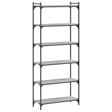 vidaXL Βιβλιοθήκη 6 Επιπέδων Γκρι Sonoma 80x30x188cm Επεξεργ. Ξύλο 1 τεμ.