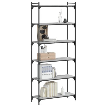 vidaXL Βιβλιοθήκη 6 Επιπέδων Γκρι Sonoma 80x30x188cm Επεξεργ. Ξύλο 1 τεμ.