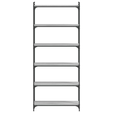 vidaXL Βιβλιοθήκη 6 Επιπέδων Γκρι Sonoma 80x30x188cm Επεξεργ. Ξύλο 1 τεμ.