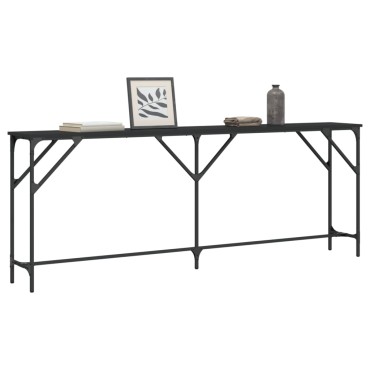 vidaXL Τραπέζι Κονσόλα Μαύρο 200x29x75cm Επεξεργασμένο Ξύλο 1 τεμ.
