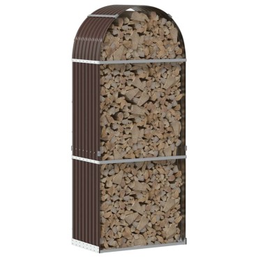 vidaXL Ξυλοθήκη Καφέ 80x45x190 εκ. από Γαλβανισμένο Ατσάλι