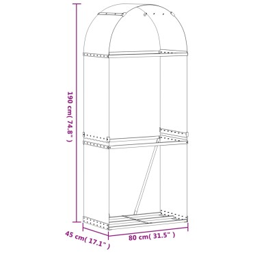 vidaXL Ξυλοθήκη Καφέ 80x45x190 εκ. από Γαλβανισμένο Ατσάλι