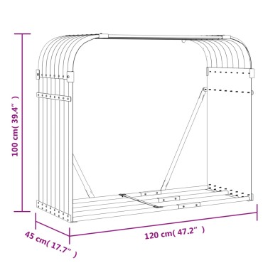 vidaXL Ξυλοθήκη Ασημί 120x45x100 εκ. από Γαλβανισμένο Ατσάλι