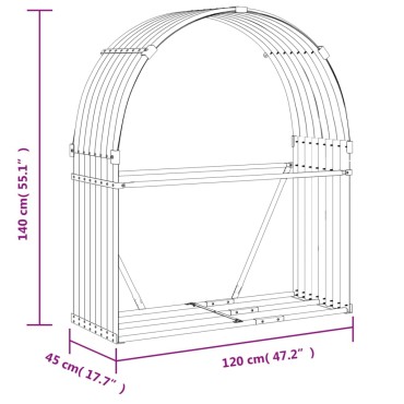 vidaXL Ξυλοθήκη Ασημί 120x45x140 εκ. από Γαλβανισμένο Ατσάλι