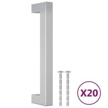 vidaXL Λαβές Ντουλαπιών 20 τεμ. Ασημί 128 χιλ. από Ανοξείδωτο Ατσάλι