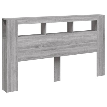 vidaXL Κεφαλάρι Κρεβατιού με LED Γκρι Sonoma 180x18,5x103,5 εκ 1 τεμ.