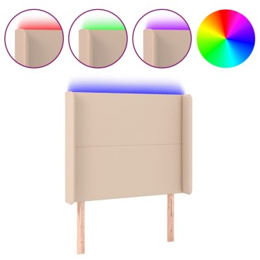 vidaXL Κεφαλάρι Κρεβατιού LED Καπουτσίνο 103x16x118/128 εκ 1 τεμ.