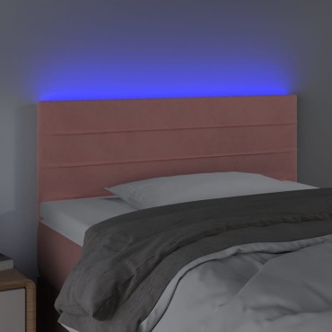 vidaXL Κεφαλάρι Κρεβατιού LED Ροζ 90x5x78/88cm Βελούδινο 1 τεμ.