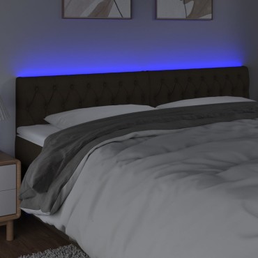 vidaXL Κεφαλάρι Κρεβατιού LED Σκούρο Καφέ 200x7x78/88cm Υφασμάτινο 1 τεμ.