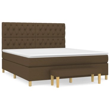 vidaXL Κρεβάτι Boxspring με Στρώμα Σκούρο Καφέ 160x200 εκ Υφασμάτινο