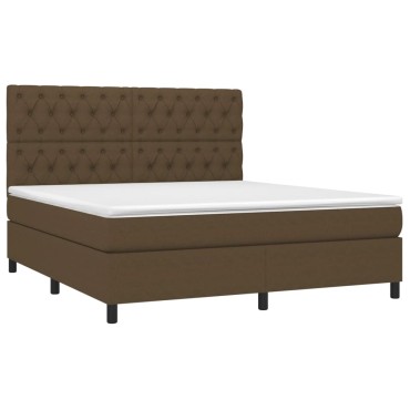 vidaXL Κρεβάτι Boxspring με Στρώμα Σκούρο Καφέ 160x200 εκ Υφασμάτινο