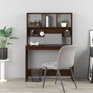 vidaXL Γραφείο με Ράφια Καφέ Δρυς 102x45x148cm Επεξεργασμένο Ξύλο 1 τεμ.