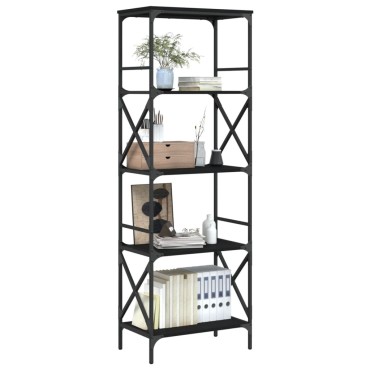 vidaXL Βιβλιοθήκη 5 Επιπέδων Μαύρη 59x35x171cm από Επεξεργ. Ξύλο 1 τεμ.