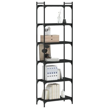 vidaXL Βιβλιοθήκη 6 Επιπέδων Μαύρη 60x30x188cm Επεξεργασμένο Ξύλο 1 τεμ.