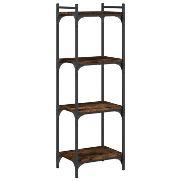 vidaXL Βιβλιοθήκη 4 Επιπέδων Καπνιστή Δρυς 40x30x120cm Επεξεργ. Ξύλο 1 τεμ.