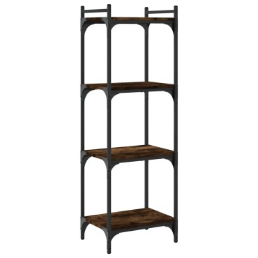 vidaXL Βιβλιοθήκη 4 Επιπέδων Καπνιστή Δρυς 40x30x120cm Επεξεργ. Ξύλο 1 τεμ.