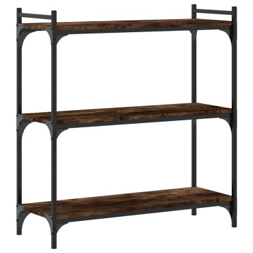 vidaXL Βιβλιοθήκη 3 Επιπέδων Καπνιστή Δρυς 80x30x86cm Επεξεργ. Ξύλο 1 τεμ.