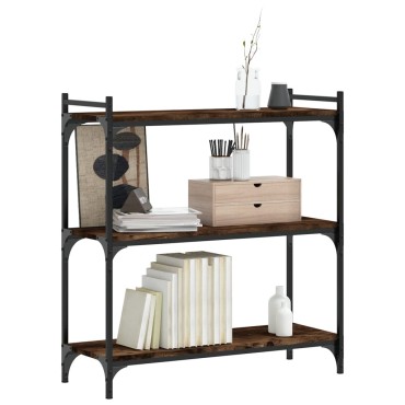 vidaXL Βιβλιοθήκη 3 Επιπέδων Καπνιστή Δρυς 80x30x86cm Επεξεργ. Ξύλο 1 τεμ.