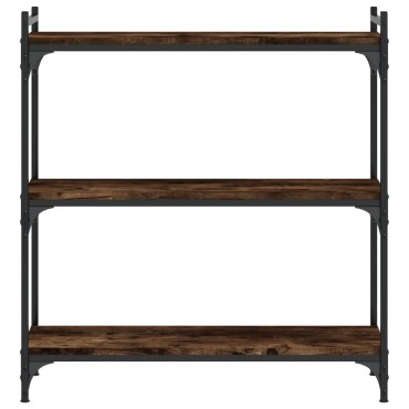 vidaXL Βιβλιοθήκη 3 Επιπέδων Καπνιστή Δρυς 80x30x86cm Επεξεργ. Ξύλο 1 τεμ.